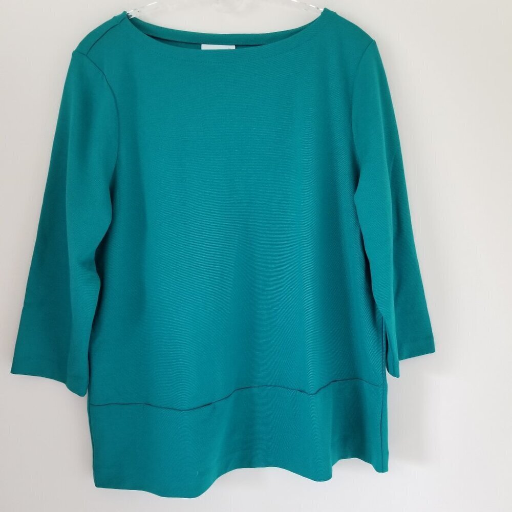J Jill Women's Size Small Ponte Stretch Casual Boat Neck Top 3/4 Sleeve Office